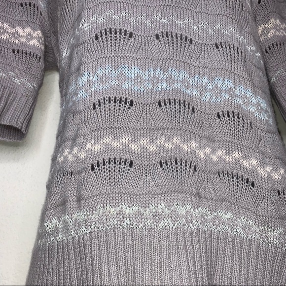 Free People Wool Fair Isle Shimmer Knit Sweater Top Gray Pink Blue S Cozy Winter - Picture 7 of 16